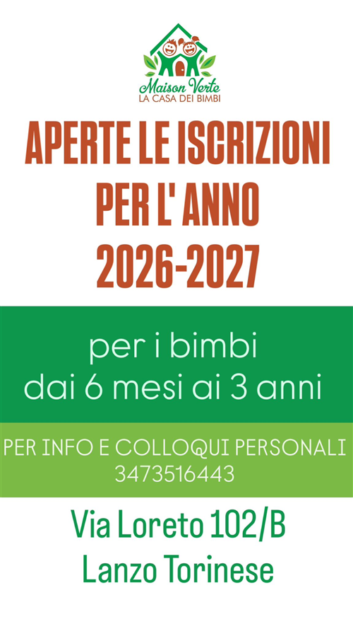 Aperte le iscrizioni 2026-2027 al Baby Parking Maison Verte di Lanzo Torinese