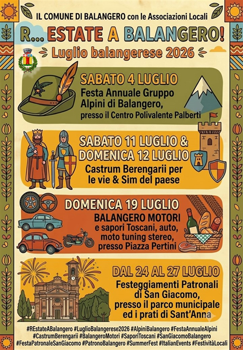 Luglio a Balangero: il calendario degli eventi