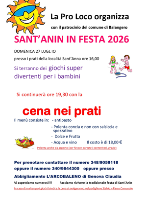 Sant'Anin in festa 2026